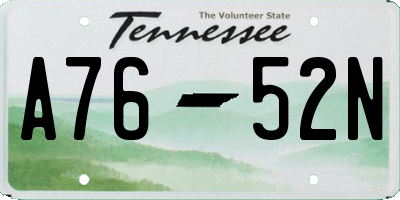 TN license plate A7652N