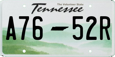 TN license plate A7652R