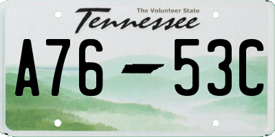 TN license plate A7653C