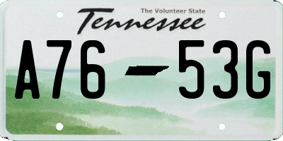 TN license plate A7653G