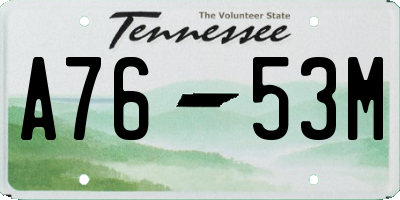 TN license plate A7653M