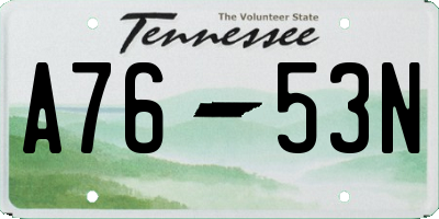 TN license plate A7653N