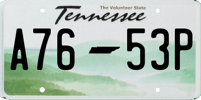 TN license plate A7653P