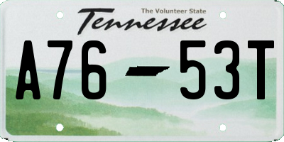 TN license plate A7653T
