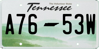 TN license plate A7653W