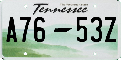 TN license plate A7653Z