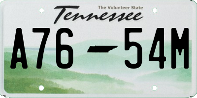 TN license plate A7654M