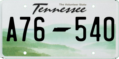TN license plate A7654O