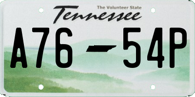 TN license plate A7654P