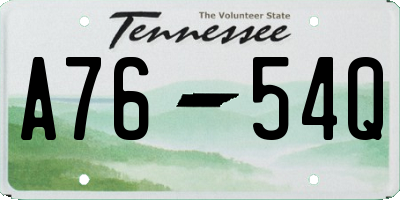 TN license plate A7654Q
