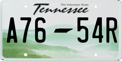 TN license plate A7654R