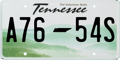 TN license plate A7654S