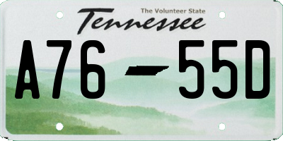 TN license plate A7655D