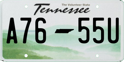 TN license plate A7655U