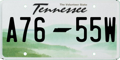 TN license plate A7655W