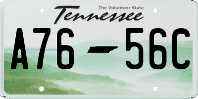 TN license plate A7656C