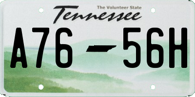 TN license plate A7656H