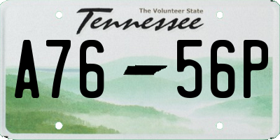 TN license plate A7656P