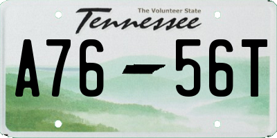 TN license plate A7656T