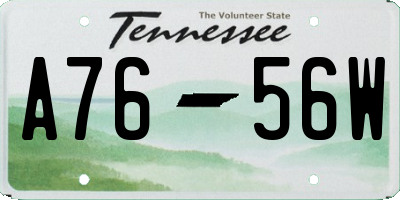 TN license plate A7656W