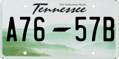 TN license plate A7657B