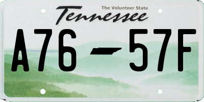 TN license plate A7657F