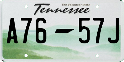 TN license plate A7657J