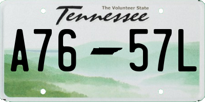TN license plate A7657L
