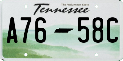 TN license plate A7658C
