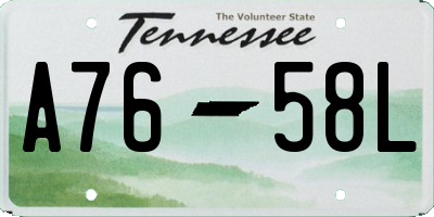 TN license plate A7658L