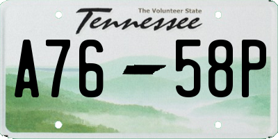 TN license plate A7658P