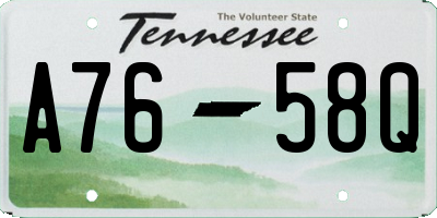 TN license plate A7658Q