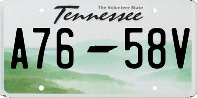 TN license plate A7658V