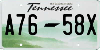 TN license plate A7658X