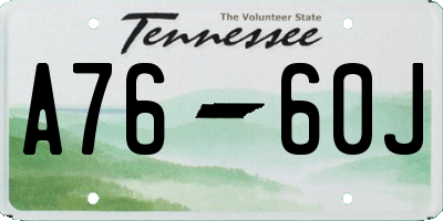 TN license plate A7660J