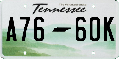 TN license plate A7660K