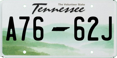 TN license plate A7662J