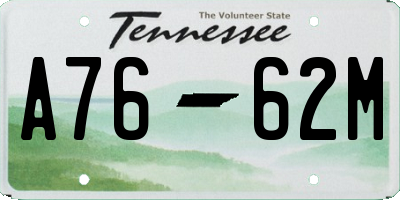 TN license plate A7662M
