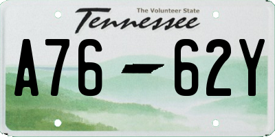 TN license plate A7662Y