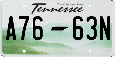 TN license plate A7663N