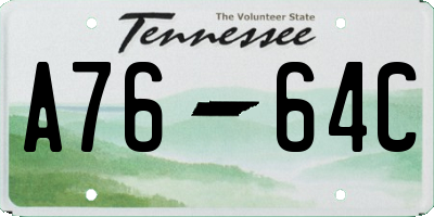 TN license plate A7664C