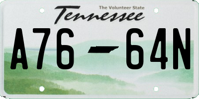 TN license plate A7664N