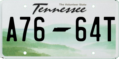TN license plate A7664T