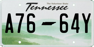 TN license plate A7664Y