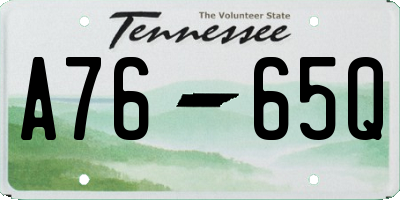TN license plate A7665Q
