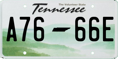 TN license plate A7666E