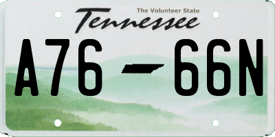 TN license plate A7666N