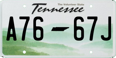 TN license plate A7667J