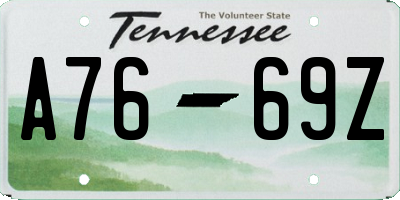 TN license plate A7669Z