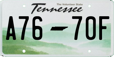 TN license plate A7670F